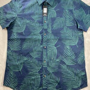 Travis Mathew Sugar Rim Palm Fronds Button Up Short Sleeve Shirt
